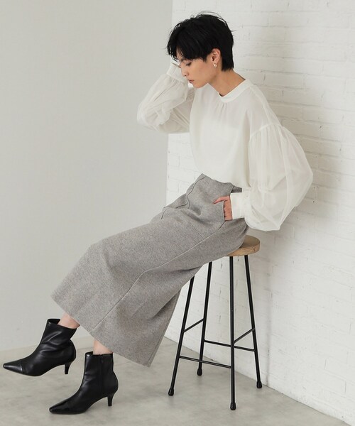 OPAQUE.CLIP（オペークドットクリップ）の「◆チュールドッキングスリーブブラウス【洗濯機洗い可】（シャツ/ブラウス・レディース・オフホワイト/ブルー/ブラック・38/40/42）」の14枚目の写真