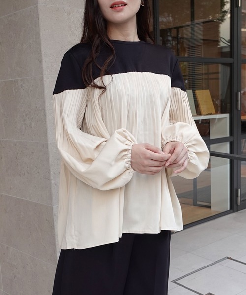 フレアバイカラードッキングブラウス（シャツ/ブラウス）｜CORNERS