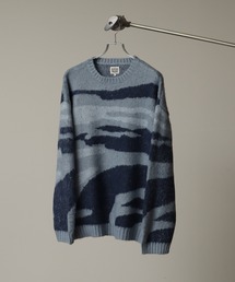 モヘアライク アブストラクトパターン クルーネックニット