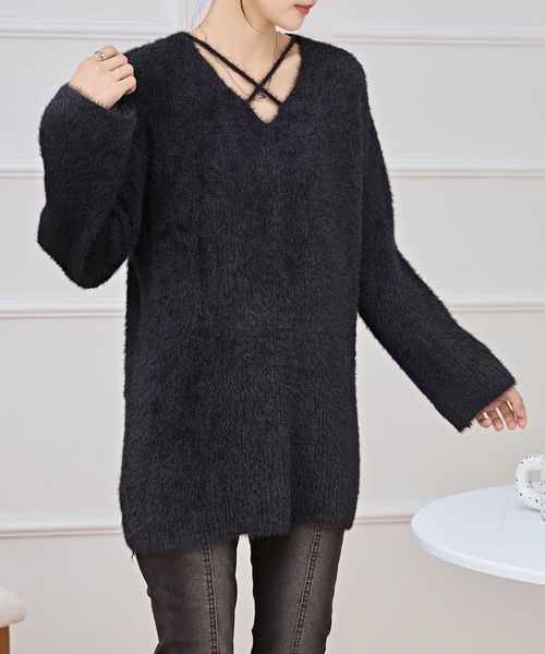 ✨極美品✨シーレット(アラアラ)Vネック ラクーンシャギーニット プルオーバー 最低 価格ファッション - ✨極美品✨シーレット(アラアラ)Vネック