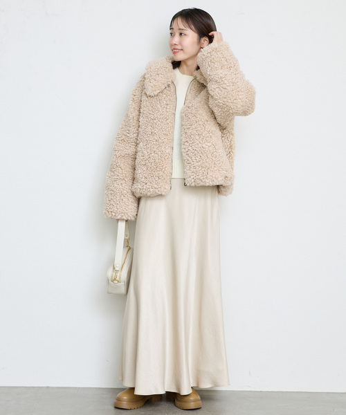 SLOBE IENA（スローブイエナ）の「プードルファーボマーブルゾン（ブルゾン・レディース・ベージュ・FREE）」の2枚目の写真