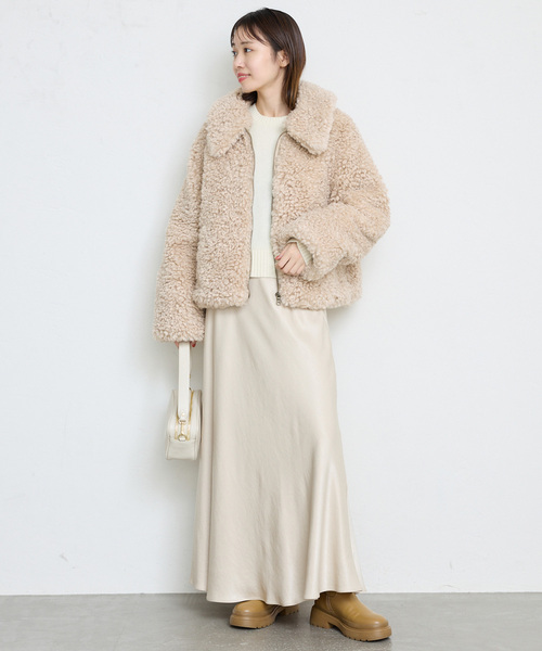 SLOBE IENA（スローブイエナ）の「プードルファーボマーブルゾン（ブルゾン・レディース・ベージュ・FREE）」の3枚目の写真