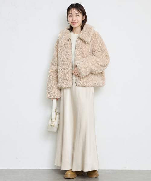 SLOBE IENA（スローブイエナ）の「プードルファーボマーブルゾン（ブルゾン・レディース・ベージュ・FREE）」の4枚目の写真