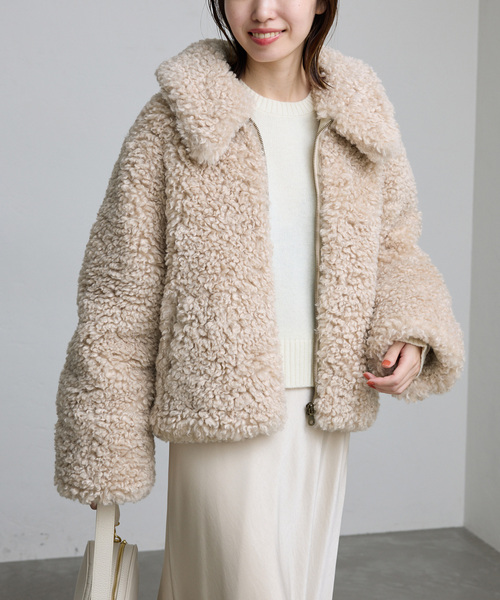 SLOBE IENA（スローブイエナ）の「プードルファーボマーブルゾン（ブルゾン・レディース・ベージュ・FREE）」の10枚目の写真