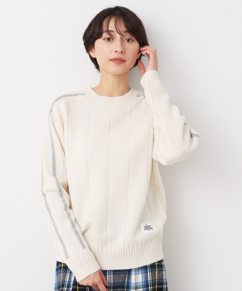 【セール】【ユニセックス・ハミルトンラムズウール】ライン入りニット（XS～L）（ニット/セーター）｜Dessin（デッサン）