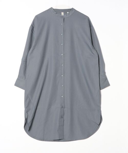 TOKYO SHIRTS（トウキョウシャツ）の「【Pitta Re:)】 ウールライク長袖シャツワンピース（シャツ/ブラウス・レディース・ダークパープル/ネイビー・M/L）」の2枚目の写真