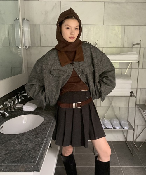 【LONSLAN】ヘリンボーン バルーン中綿ショートジャケット CHLONW24a031（ブルゾン）｜chuclla（チュクラ）