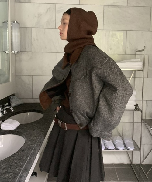 【LONSLAN】ヘリンボーン バルーン中綿ショートジャケット CHLONW24a031（ブルゾン）｜chuclla（チュクラ）