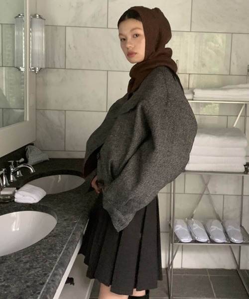 【LONSLAN】ヘリンボーン バルーン中綿ショートジャケット CHLONW24a031（ブルゾン）｜chuclla（チュクラ）