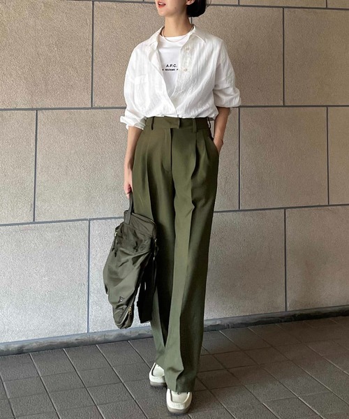 ABBEY MARKET（アビーマーケット）の「【lalagom】ワイドスラックス（スラックス・レディース・ブラウン/カーキ・MEDIUM/SMALL）」の22枚目の写真