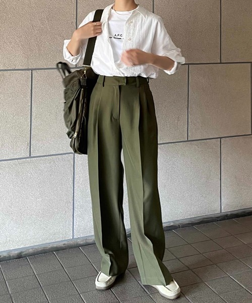 ABBEY MARKET（アビーマーケット）の「【lalagom】ワイドスラックス（スラックス・レディース・ブラウン/カーキ・MEDIUM/SMALL）」の3枚目の写真