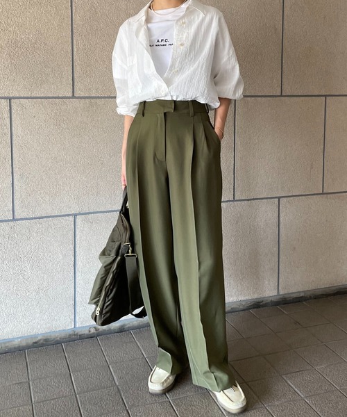 ABBEY MARKET（アビーマーケット）の「【lalagom】ワイドスラックス（スラックス・レディース・ブラウン/カーキ・MEDIUM/SMALL）」の5枚目の写真