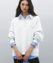 METROCITY（メトロシティ）の「【メトロシティ】綿100% ヴィクトリアポロネックスウェットシャツ ワッペン ワンポイント（スウェット）」