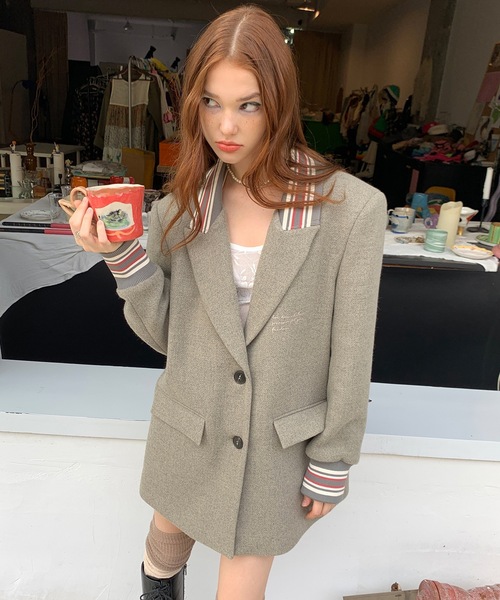 AnyFood Universe（エニーフードユニバース）の「【AnyFood Universe】 ラインオーバーサイズジャケット UNI24a024（その他アウター・レディース・ベージュ・M/S）」の2枚目の写真