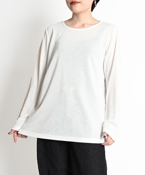MARAI(マーライ)の「無地 裏起毛 長袖カットソー(Tシャツ/カットソー・レディース・ブルー系その他/イエロー系その他/ピンク系その他/ホワイト系その他2/ブラック系その他2/グレー系その他2/イエロー系その他2/ピンク系その他2/ブルー系その他2/ブルー/イエロー/ピンク/ブラック系その他/ホワイト系その他/グレー系その他/グレー/ブラック/ホワイト・LARGE/X-LARGE/MEDIUM)」の2枚目の写真