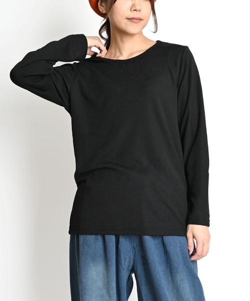MARAI(マーライ)の「無地 裏起毛 長袖カットソー(Tシャツ/カットソー・レディース・ブルー系その他/イエロー系その他/ピンク系その他/ホワイト系その他2/ブラック系その他2/グレー系その他2/イエロー系その他2/ピンク系その他2/ブルー系その他2/ブルー/イエロー/ピンク/ブラック系その他/ホワイト系その他/グレー系その他/グレー/ブラック/ホワイト・LARGE/X-LARGE/MEDIUM)」の1枚目の写真