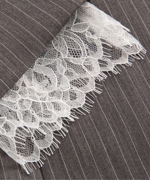 LA POMME petit(ラポミ・プチ)の「オープンショルダーレースブレザードレス Open Shoulder Lace Blazer Dress(ワンピース・レディース・グレー/モスグリーン・SMALL/MEDIUM/LARGE)」の8枚目の写真