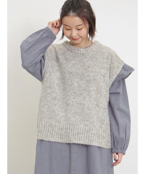 Samansa Mos2（サマンサ モスモス）の「前後2WAYニットベスト（ベスト・レディース・ピンク/グレー/オフホワイト・F）」の3枚目の写真