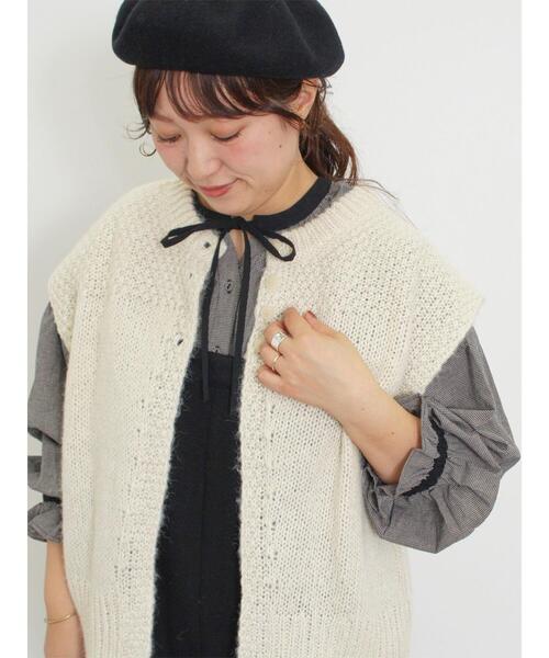 Samansa Mos2（サマンサ モスモス）の「前後2WAYニットベスト（ベスト・レディース・ピンク/グレー/オフホワイト・F）」の2枚目の写真