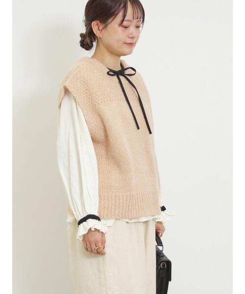 Samansa Mos2（サマンサ モスモス）の「前後2WAYニットベスト（ベスト・レディース・ピンク/グレー/オフホワイト・F）」の16枚目の写真