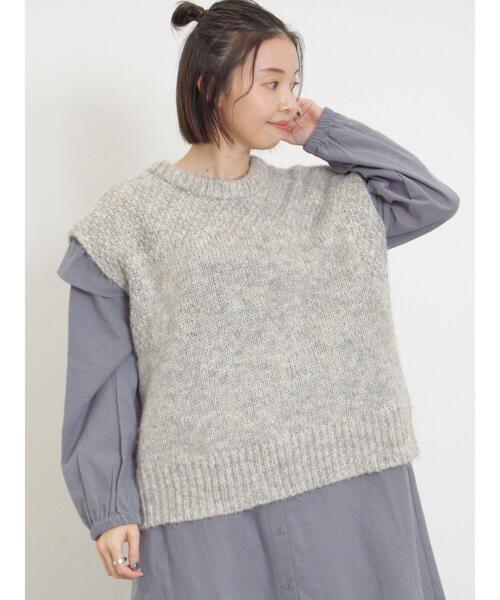 Samansa Mos2（サマンサ モスモス）の「前後2WAYニットベスト（ベスト・レディース・ピンク/グレー/オフホワイト・F）」の6枚目の写真