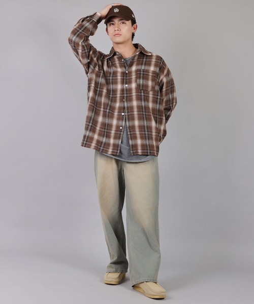 SPINNS（スピンズ）の「ストリート＆古着MIX/トレンドカラーで差をつける！着回し自在のチェックシャツ（シャツ/ブラウス・メンズ・ブラウン系その他2/ブラウン系その他/ネイビー系1/ネイビー系・ONESIZE）」の10枚目の写真