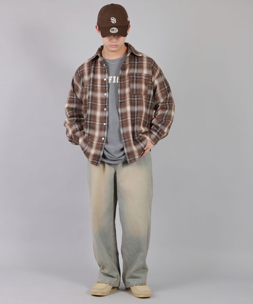 SPINNS（スピンズ）の「ストリート＆古着MIX/トレンドカラーで差をつける！着回し自在のチェックシャツ（シャツ/ブラウス・メンズ・ブラウン系その他2/ブラウン系その他/ネイビー系1/ネイビー系・ONESIZE）」の22枚目の写真