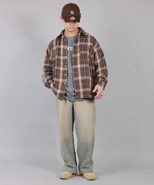 SPINNS（スピンズ）の「ストリート＆古着MIX/トレンドカラーで差をつける！着回し自在のチェックシャツ（シャツ/ブラウス・メンズ・ブラウン系その他2/ブラウン系その他/ネイビー系1/ネイビー系・ONESIZE）」の21枚目の写真