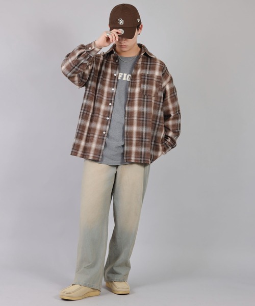 SPINNS（スピンズ）の「ストリート＆古着MIX/トレンドカラーで差をつける！着回し自在のチェックシャツ（シャツ/ブラウス・メンズ・ブラウン系その他2/ブラウン系その他/ネイビー系1/ネイビー系・ONESIZE）」の19枚目の写真