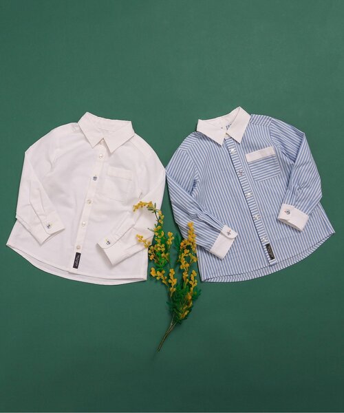 BREEZE（ブリーズ）の「【フォーマル対応】レギュラーカラーシャツ（シャツ/ブラウス・キッズ・オフホワイト/ストライプ・90/100/110/120/130）」の3枚目の写真