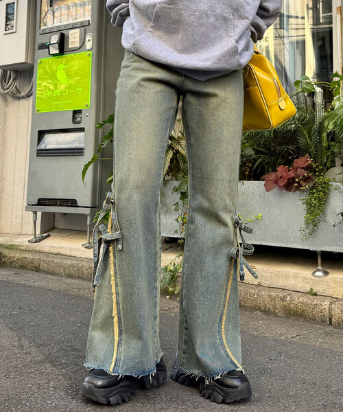 チャオパニック 裾リボンハイウエストフレアデニム 裾リボンハイウエストフレアデニム（デニムパンツ）｜CIAOPANIC