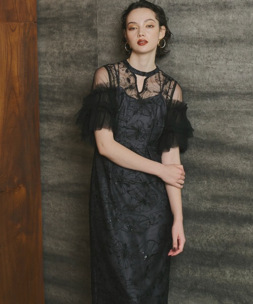 ANDRÉSD ／ アンドレスド　キーネックエンブロイダリードレス key neck embroidery dress / キーネックエンブロイダリードレス
