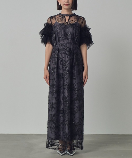 key neck embroidery dress | ANDRESD