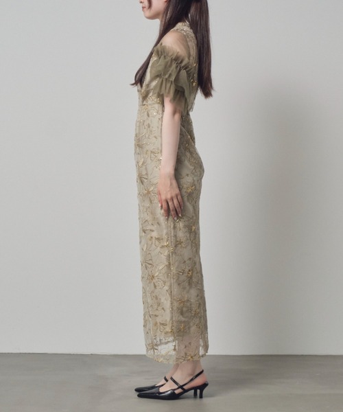 キーネックエンブロイダリードレス / key neck embroidery dress