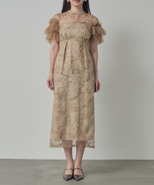 ANDRÉSD ／ アンドレスド　キーネックエンブロイダリードレス キーネックエンブロイダリードレス / key neck embroidery dress