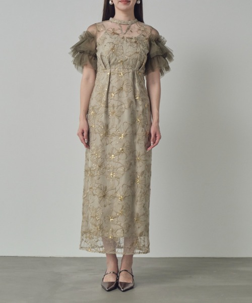 web限定セール key neck キーネックエンブロイダリードレス / dress embroidery スーツ・フォーマル・ドレス