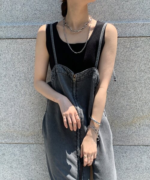 【タグなし新品】リヨセルデニムジャンスカベージュ38 リヨセルデニムジャンスカ（ワンピース）｜DouDou（ドゥドゥ）の