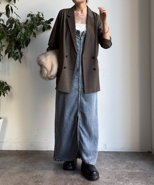 DouDou グレー デニムジャンスカ DouDou（ドゥドゥ）の「【WEB限定】デニムジャンスカ（ジャンパー