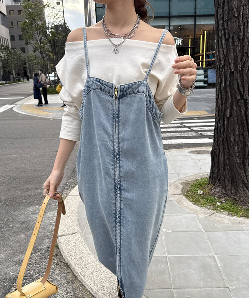 DouDouリヨセルデニムジャンスカ　ブルー　38 DouDou リヨセルデニム ジャンスカ ブルー マキシ丈【38】M サイズ展開