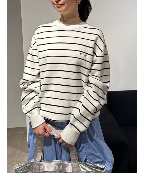 emmi エミ10周年プルオーバー10thロゴミラノリブトップスボーダー