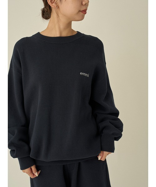 emmi（エミ）の「【10th】emmiロゴミラノリブトップス（Tシャツ