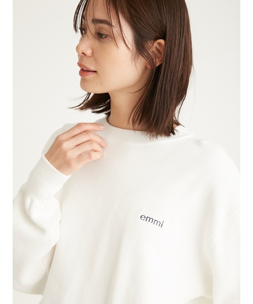 emmi（エミ）の「【10th】emmiロゴミラノリブトップス（Tシャツ