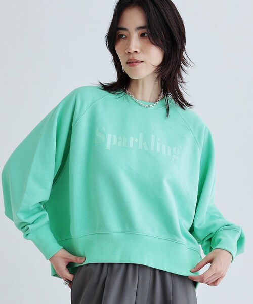 GALLEST（ギャレスト）の「ラウンドヘム裏毛ロゴトップス（スウェット・レディース・ライトグレー系8/ネイビー/グリーン系・38）」の4枚目の写真