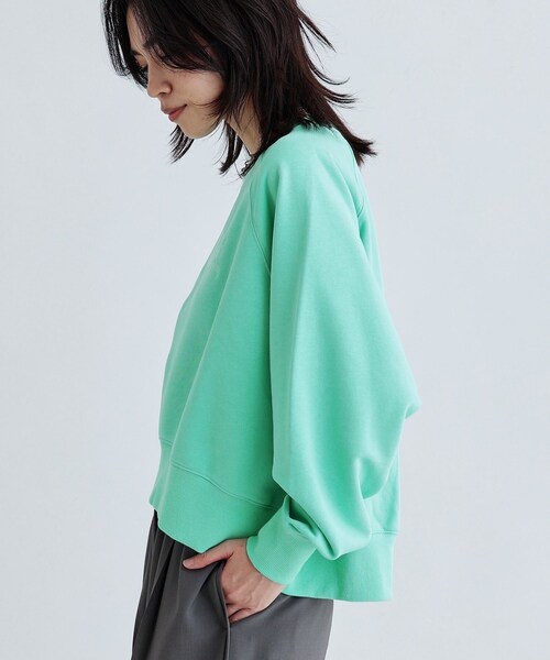 GALLEST（ギャレスト）の「ラウンドヘム裏毛ロゴトップス（スウェット・レディース・ライトグレー系8/ネイビー/グリーン系・38）」の6枚目の写真