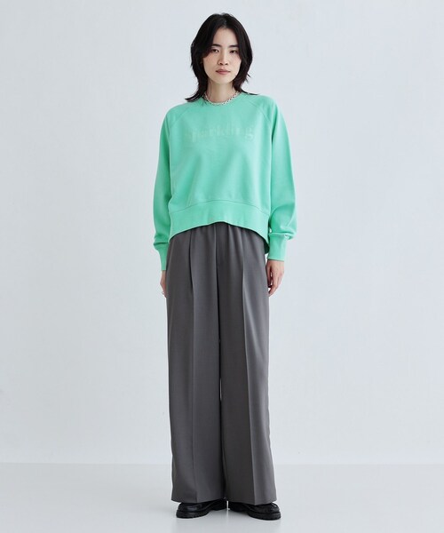 GALLEST（ギャレスト）の「ラウンドヘム裏毛ロゴトップス（スウェット・レディース・ライトグレー系8/ネイビー/グリーン系・38）」の7枚目の写真