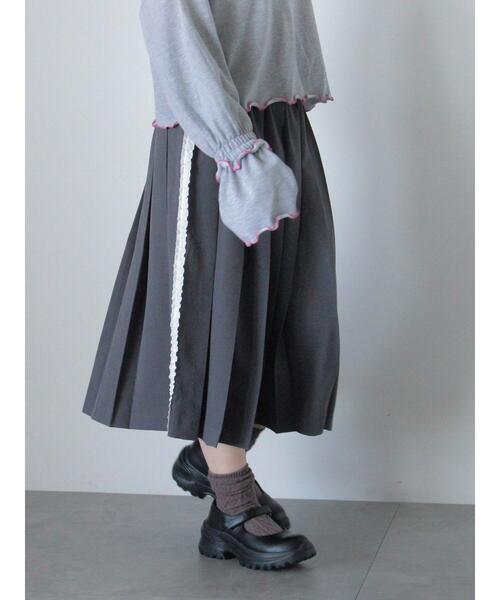 ehka sopo(エヘカソポ)の「サイドラインプリーツスカート(スカート・レディース・カーキ/ベージュ/チャコールグレー・F)」の10枚目の写真