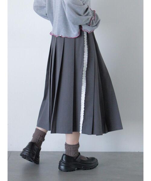 ehka sopo(エヘカソポ)の「サイドラインプリーツスカート(スカート・レディース・カーキ/ベージュ/チャコールグレー・F)」の7枚目の写真
