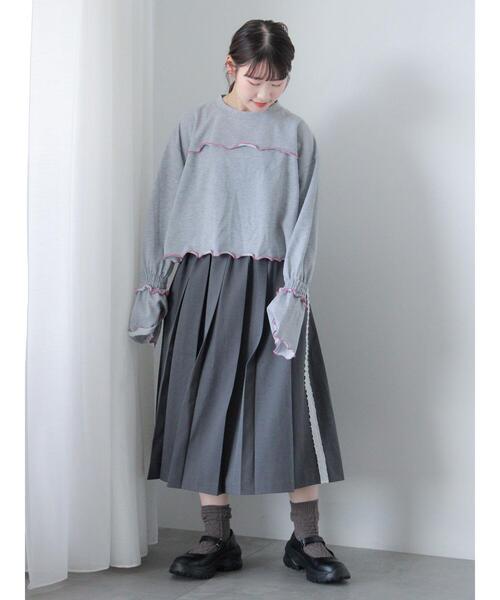 ehka sopo(エヘカソポ)の「サイドラインプリーツスカート(スカート・レディース・カーキ/ベージュ/チャコールグレー・F)」の6枚目の写真