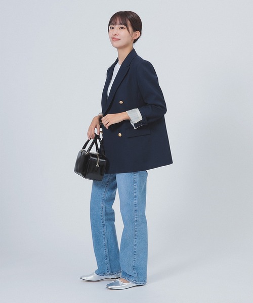 Demi-Luxe BEAMS（デミルクス ビームス）の「ドライギャバジン ６ボタン ダブルジャケット（テーラードジャケット・レディース・ブラック/ネイビー・34/36/38）」の3枚目の写真