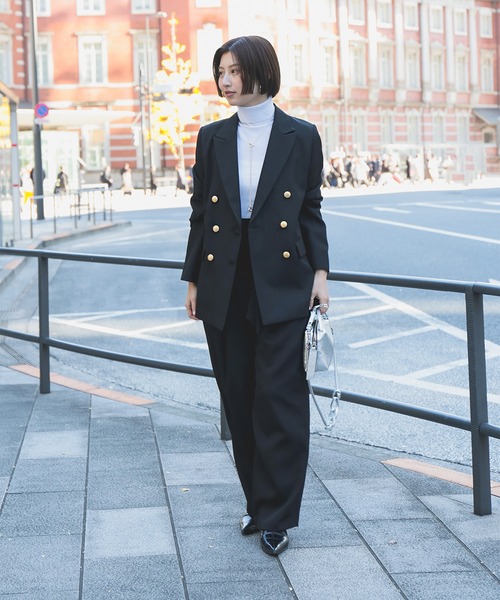 Demi-Luxe BEAMS（デミルクス ビームス）の「ドライギャバジン ６ボタン ダブルジャケット（テーラードジャケット・レディース・ブラック/ネイビー・34/36/38）」の8枚目の写真